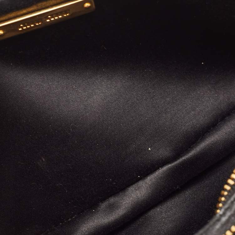 Pre Owned Miu Miu Black Matelassé Leather Double Zip Pouch