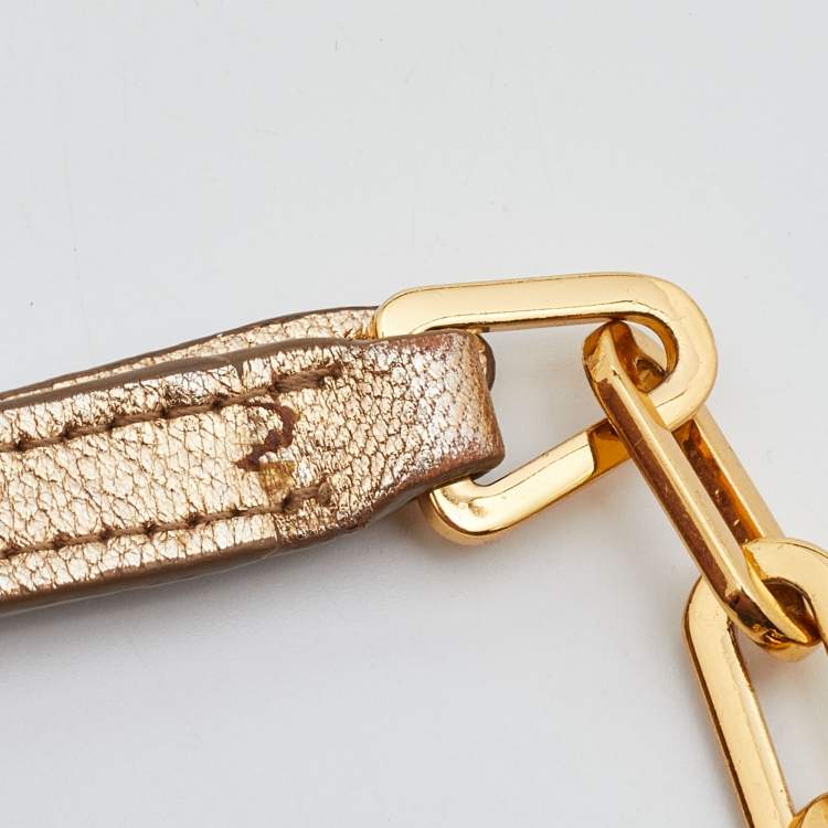 Pre Owned Miu Miu White/Gold Leather Flap Wallet On Chain