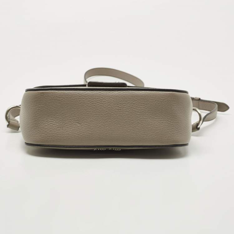 Pre Owned Miu Miu Grey Vitello Phenix Madras Leather Push Lock Flap Crossbody Bag