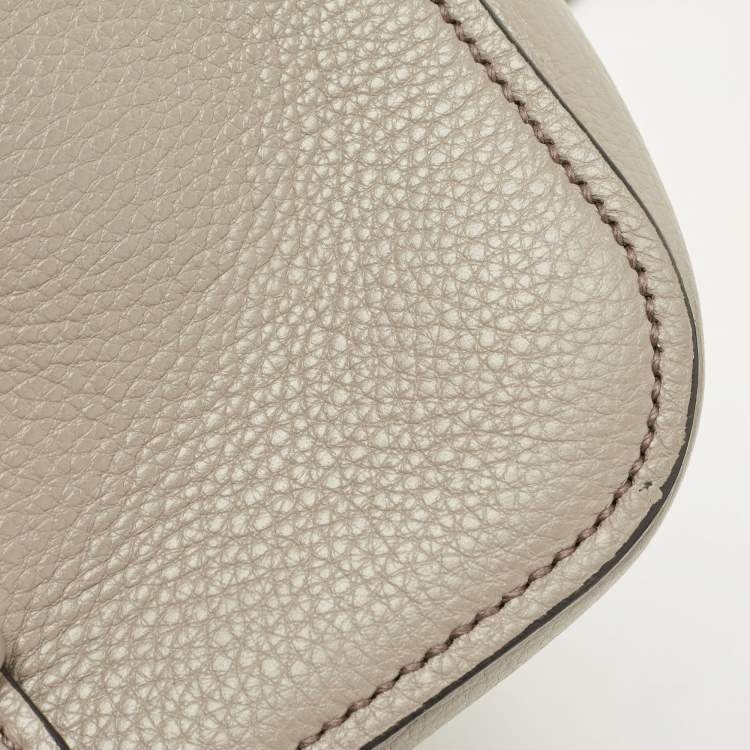 Pre Owned Miu Miu Grey Vitello Phenix Madras Leather Push Lock Flap Crossbody Bag