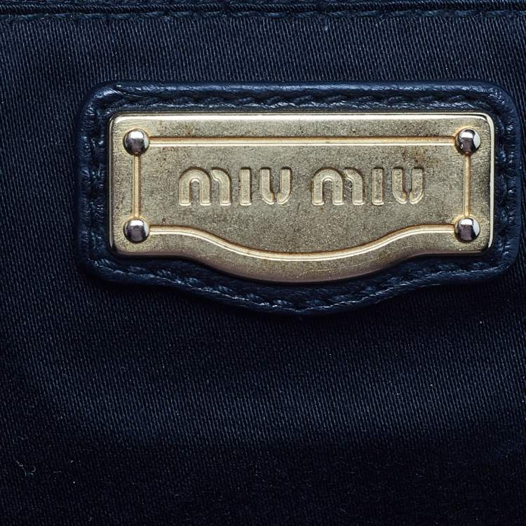 Pre Owned Miu Miu Black Matelassé Leather Coffer Frame Satchel