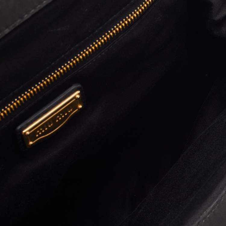 Pre Owned Miu Miu Black Matelassé Leather Coffer Frame Satchel
