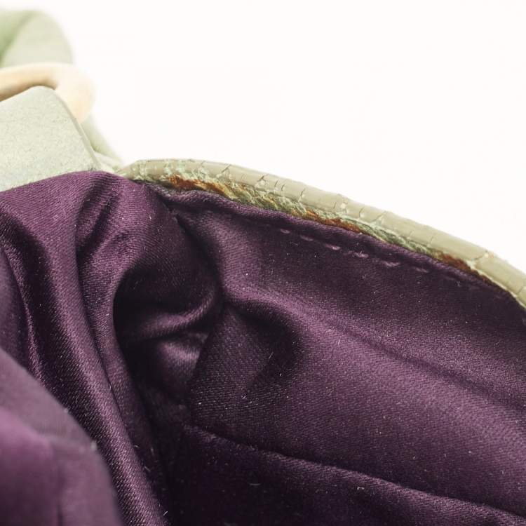 Pre Owned Miu Miu Mint Green Leather Lily Distressed Satchel