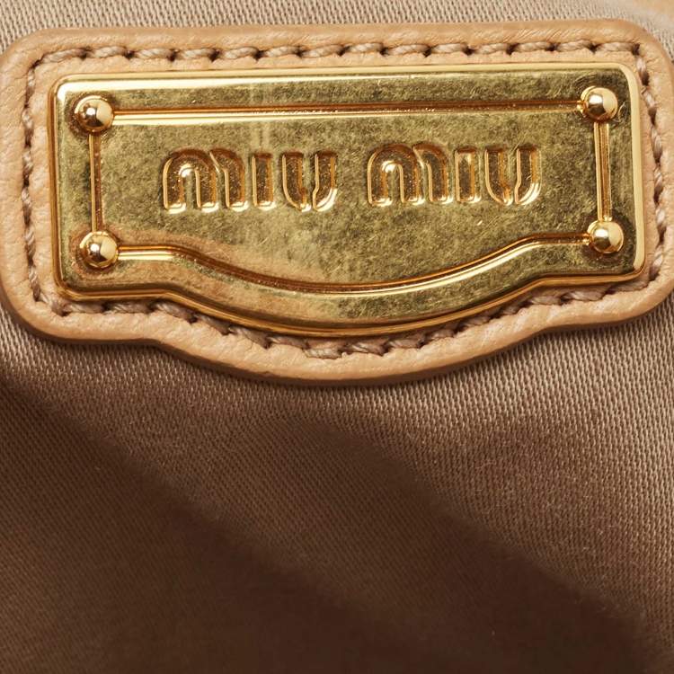 Pre Owned Miu Miu Beige Matelassé Leather Coffer Two Way Satchel