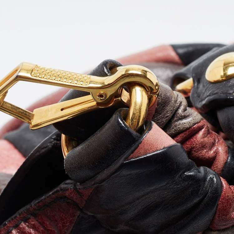 Pre Owned Miu Miu Multicolor Patchwork Leather Harlequin Hobo