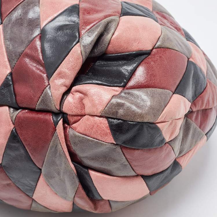 Pre Owned Miu Miu Multicolor Patchwork Leather Harlequin Hobo