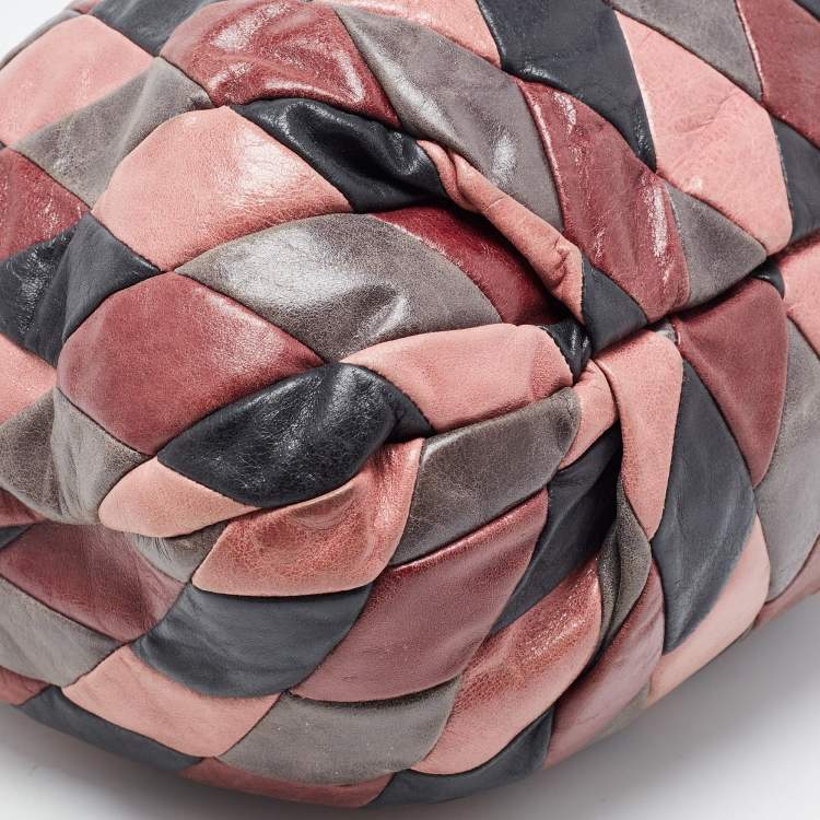 Pre Owned Miu Miu Multicolor Patchwork Leather Harlequin Hobo