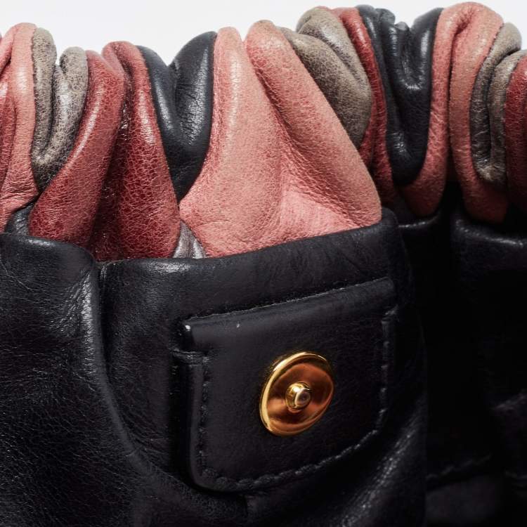 Pre Owned Miu Miu Multicolor Patchwork Leather Harlequin Hobo