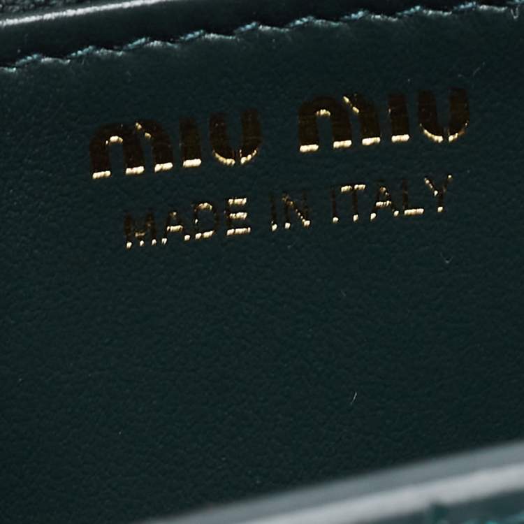 Pre Owned Miu Miu Green Croc Embossed Leather Phone Wallet Crossbody Bag