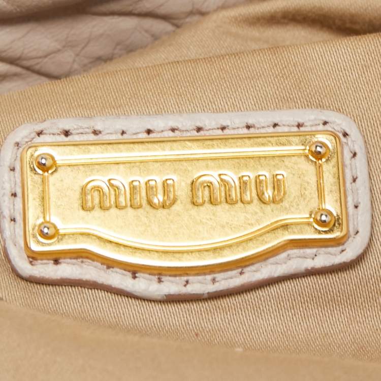 Pre Owned Miu Miu Grey Leather Lily Distressed Satchel