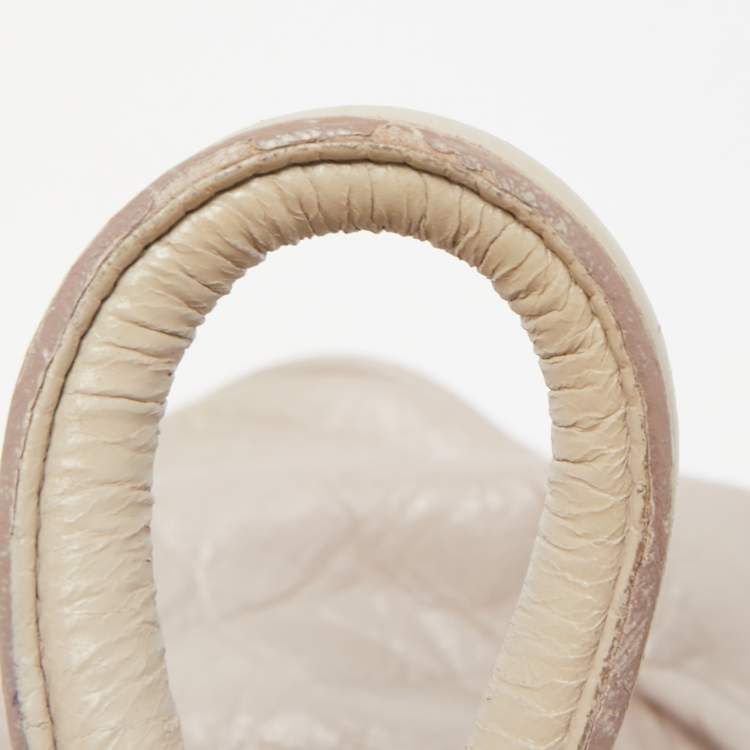 Pre Owned Miu Miu Grey Leather Lily Distressed Satchel