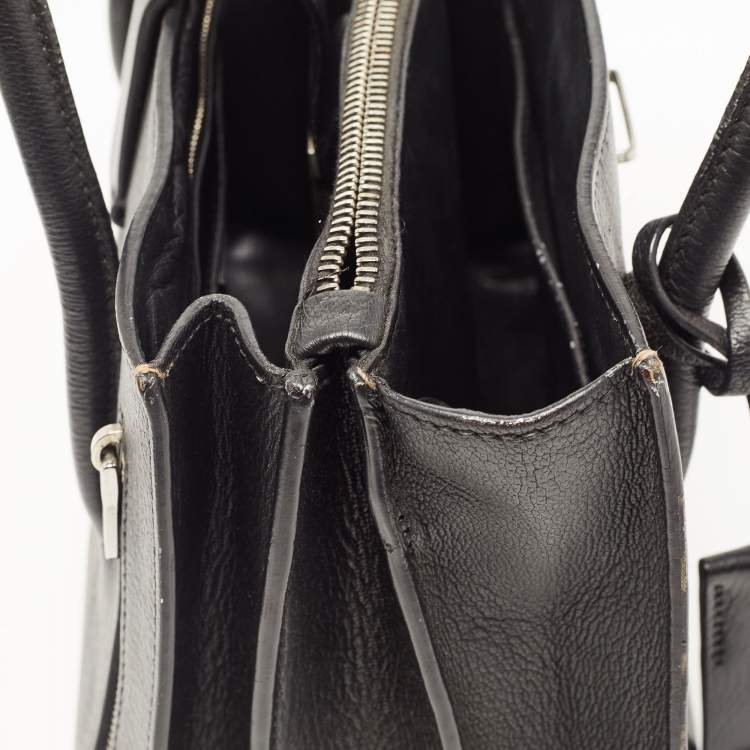 Pre Owned Miu Miu Black Madras Leather Pushlock Tote