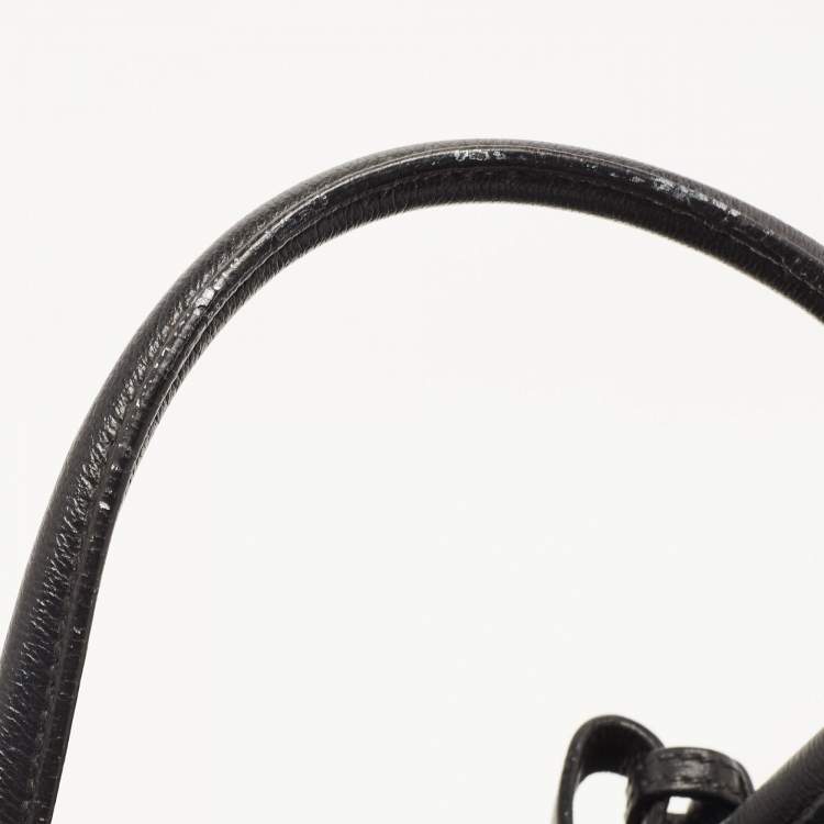 Pre Owned Miu Miu Black Madras Leather Pushlock Tote