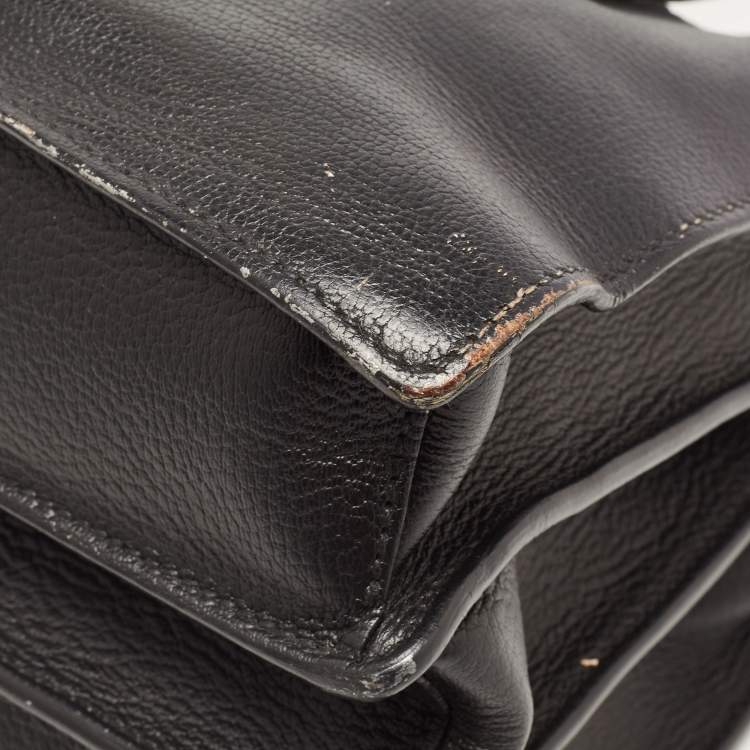 Pre Owned Miu Miu Black Madras Leather Pushlock Tote