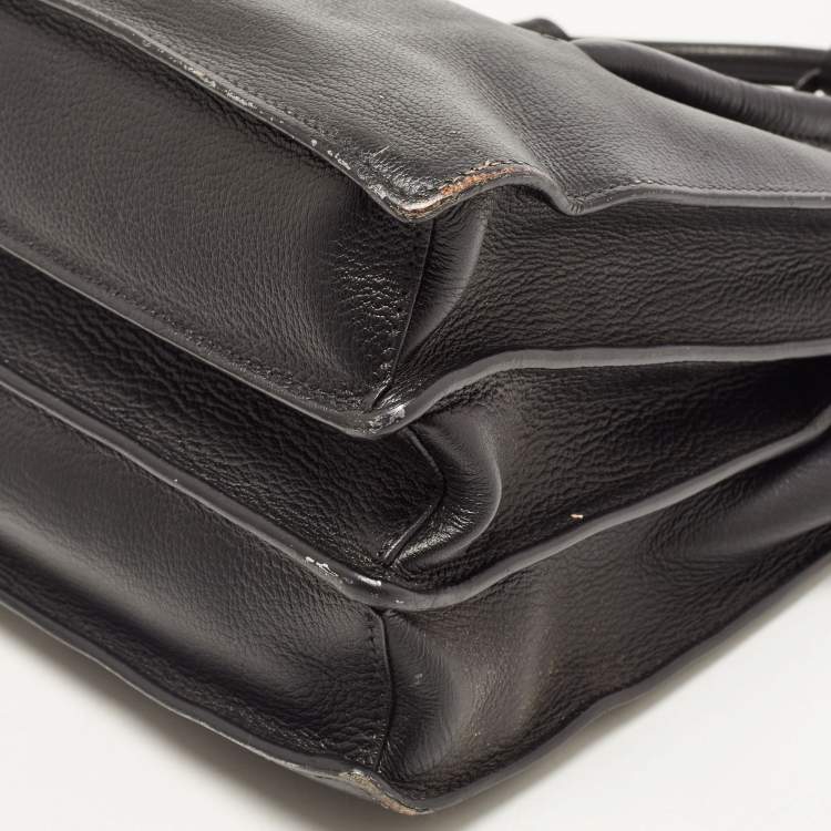 Pre Owned Miu Miu Black Madras Leather Pushlock Tote