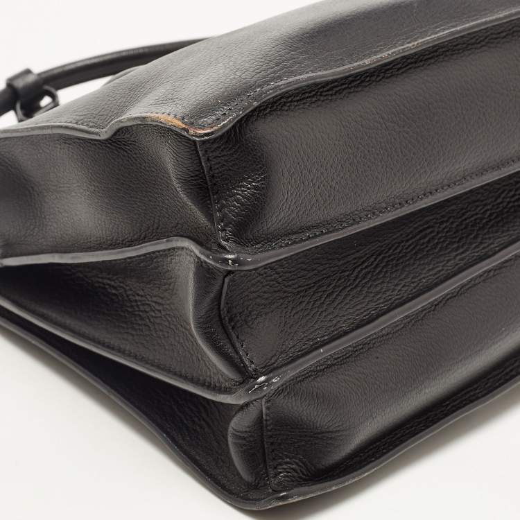 Pre Owned Miu Miu Black Madras Leather Pushlock Tote