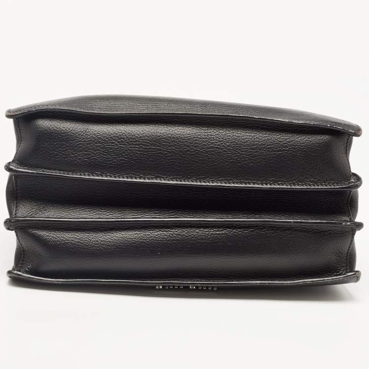 Pre Owned Miu Miu Black Madras Leather Pushlock Tote