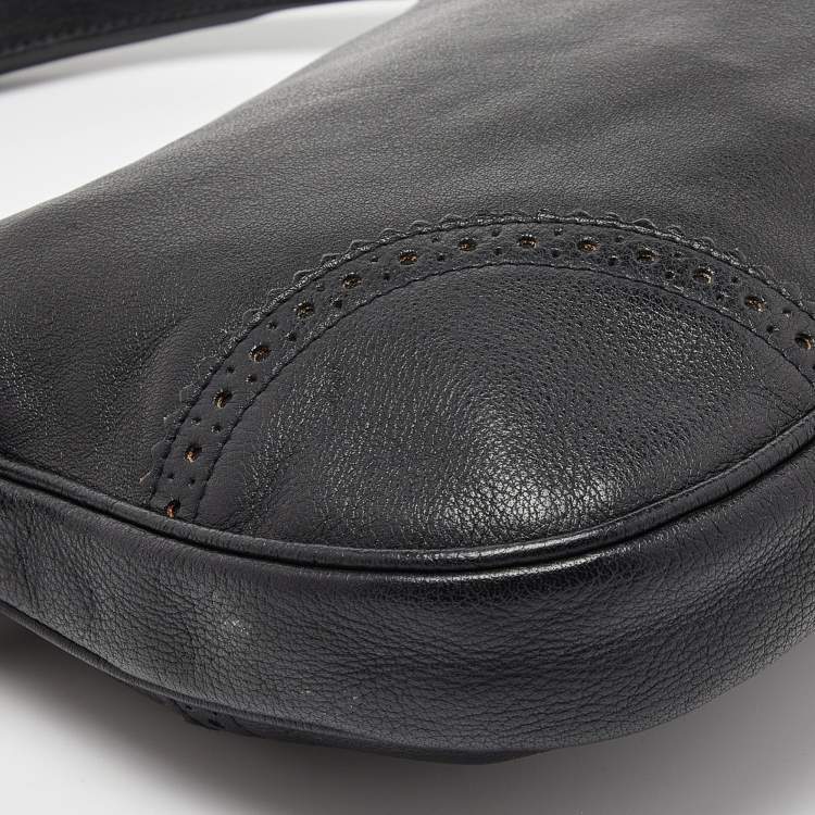 Pre Owned Miu Miu Black Leather Brogue Hobo