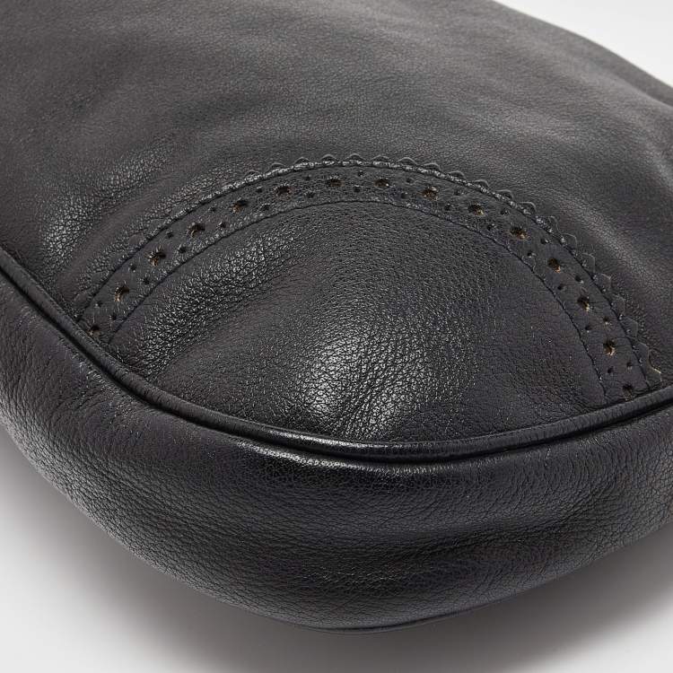 Pre Owned Miu Miu Black Leather Brogue Hobo