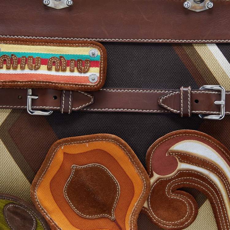Pre Owned Miu Miu Multicolor Canvas and Leather Patchwork Tote