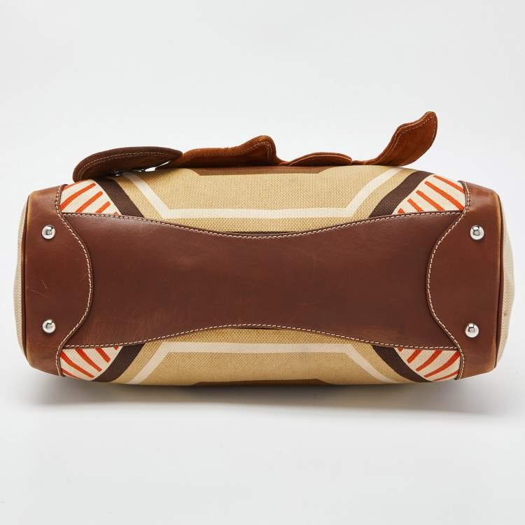 Pre Owned Miu Miu Multicolor Canvas and Leather Patchwork Tote