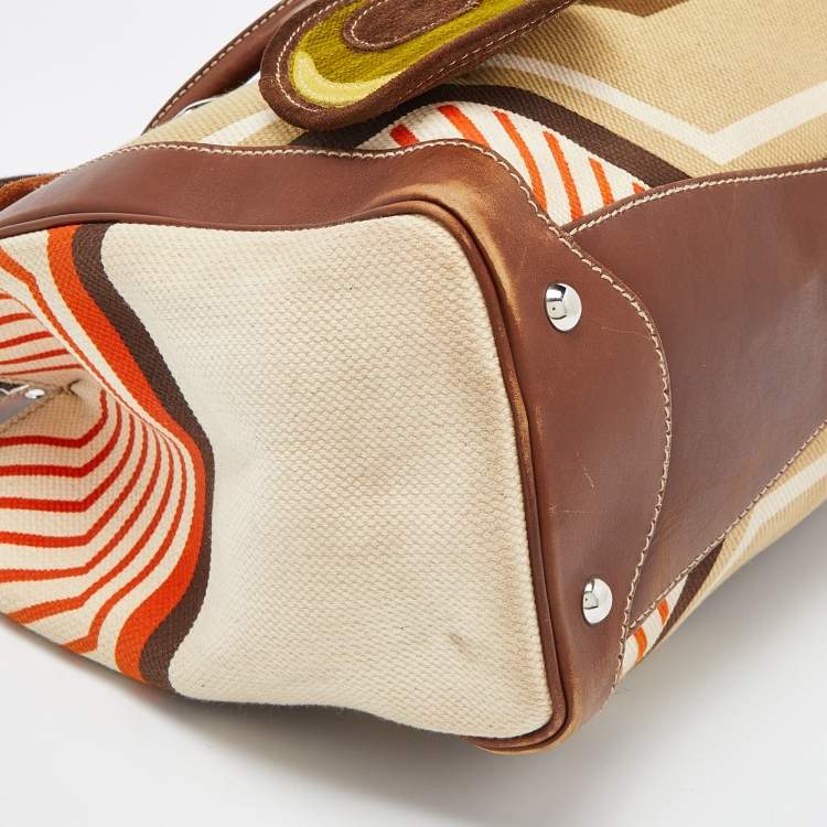 Pre Owned Miu Miu Multicolor Canvas and Leather Patchwork Tote