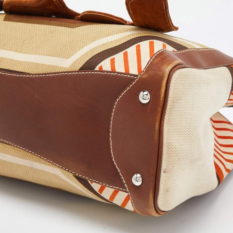 Pre Owned Miu Miu Multicolor Canvas and Leather Patchwork Tote