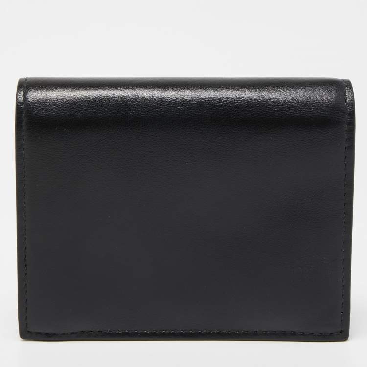 Pre Owned Miu Miu Black/Pink Leather Bow Flap Card Case