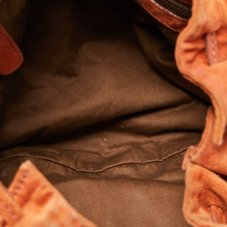 Pre Owned Miu Miu Brown Suede Drawstring Shoulder Bag