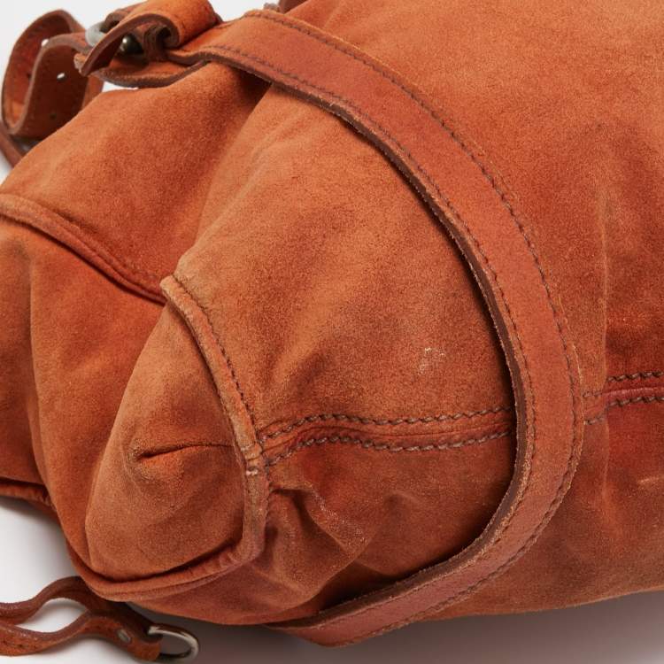 Pre Owned Miu Miu Brown Suede Drawstring Shoulder Bag