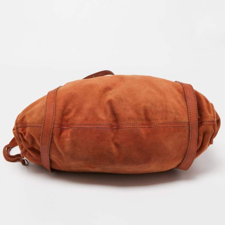 Pre Owned Miu Miu Brown Suede Drawstring Shoulder Bag