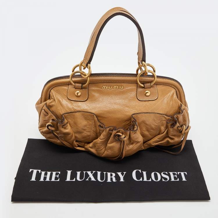 Pre Owned Miu Miu Beige Leather Satchel