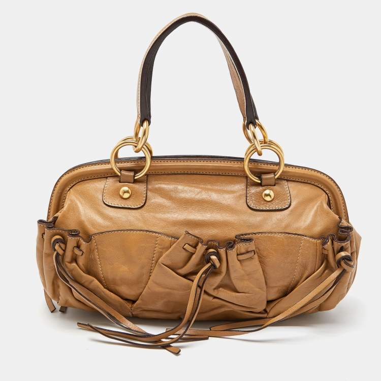 Pre Owned Miu Miu Beige Leather Satchel