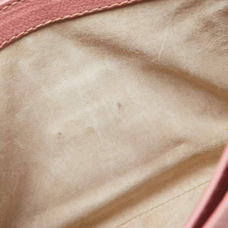Pre Owned Miu Miu Pink Leather Pushlock Flap Top Handle Bag