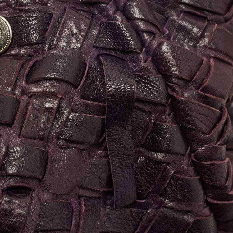 Pre Owned Miu Miu Purple Woven Leather Tote