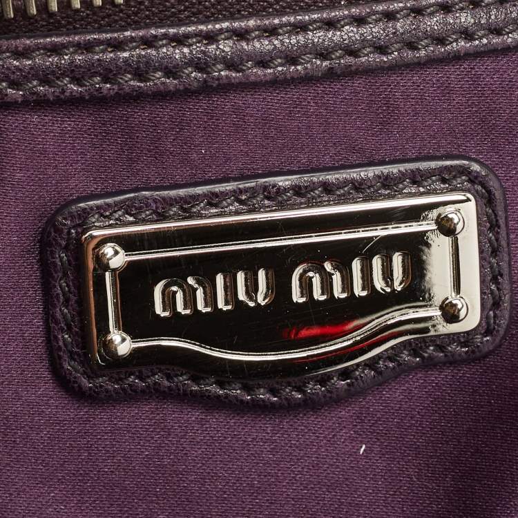 Pre Owned Miu Miu Purple Woven Leather Tote