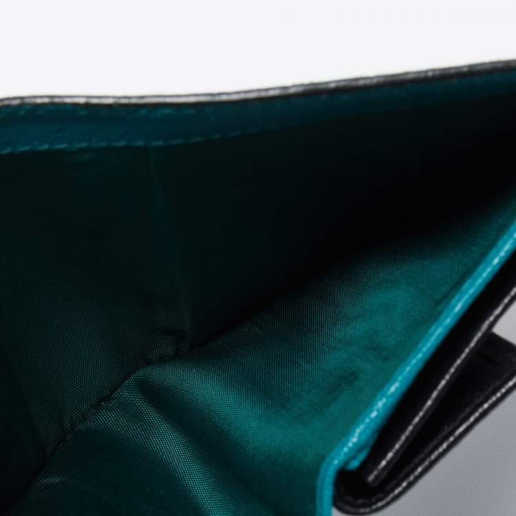 Pre Owned Miu Miu Green Karung Leather Flap Card Case 