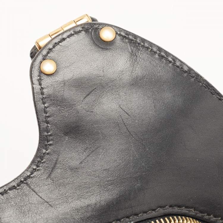 Pre Owned Miu Miu Black Leather Studded Pocket Satchel