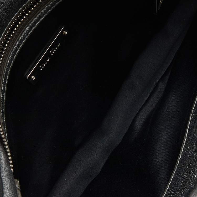 Pre Owned Miu Miu Metallic Silver Matelasse Leather Crystal Shoulder Bag