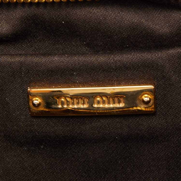 Pre Owned Miu Miu Blue/Grey Leather Wristlet Clutch