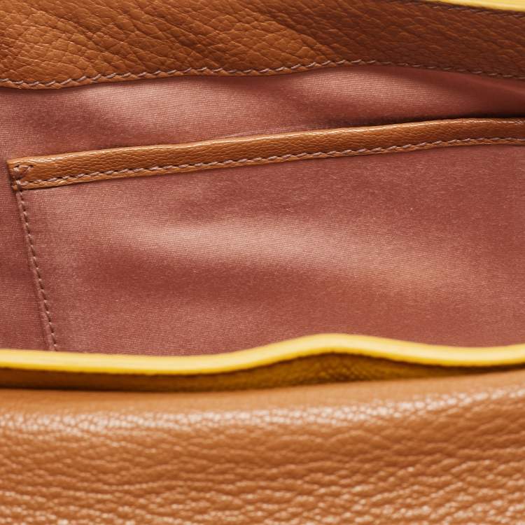 Pre Owned Miu Miu Tan/Yellow Madras Leather Shoulder Bag