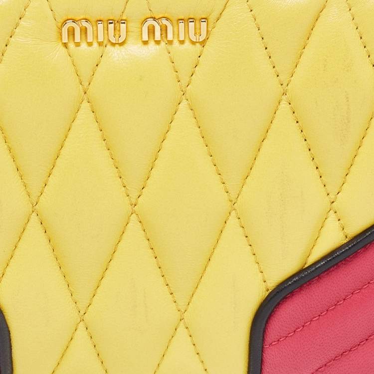 Pre Owned Miu Miu Tri Color Mixed Quilted Leather Zip Around Continental Wallet