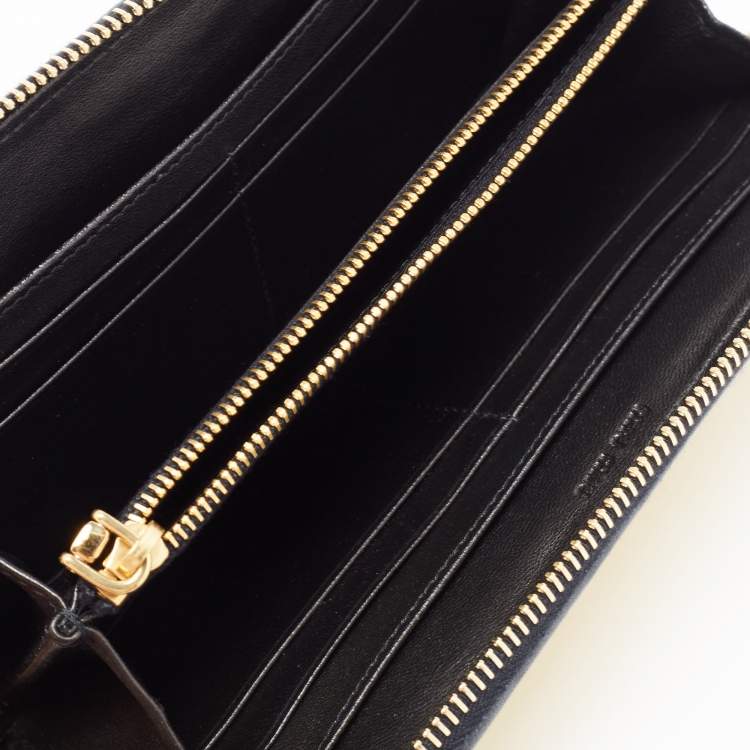 Pre Owned Miu Miu Tri Color Mixed Quilted Leather Zip Around Continental Wallet