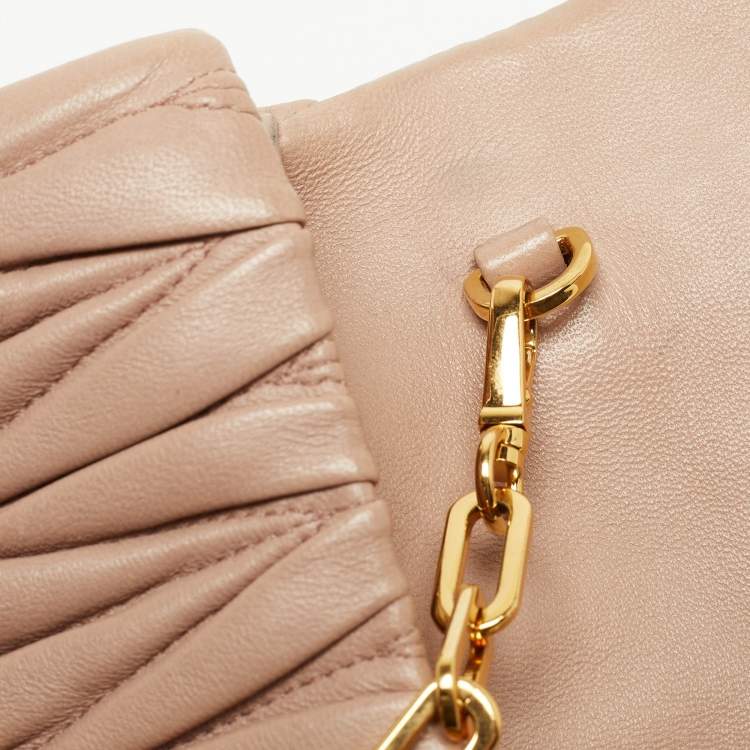 Pre Owned Miu Miu Beige Matelassé Leather Crossbody Bag