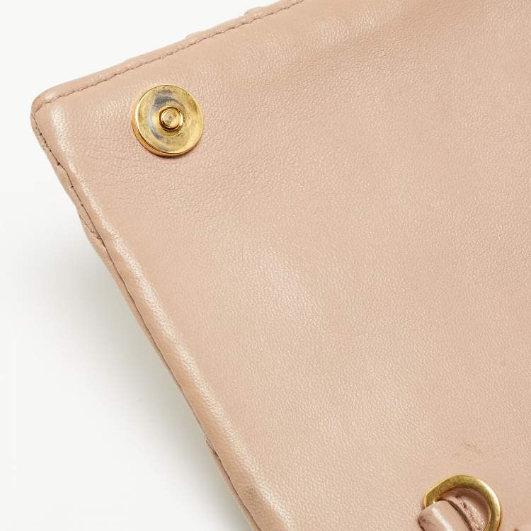 Pre Owned Miu Miu Beige Matelassé Leather Crossbody Bag