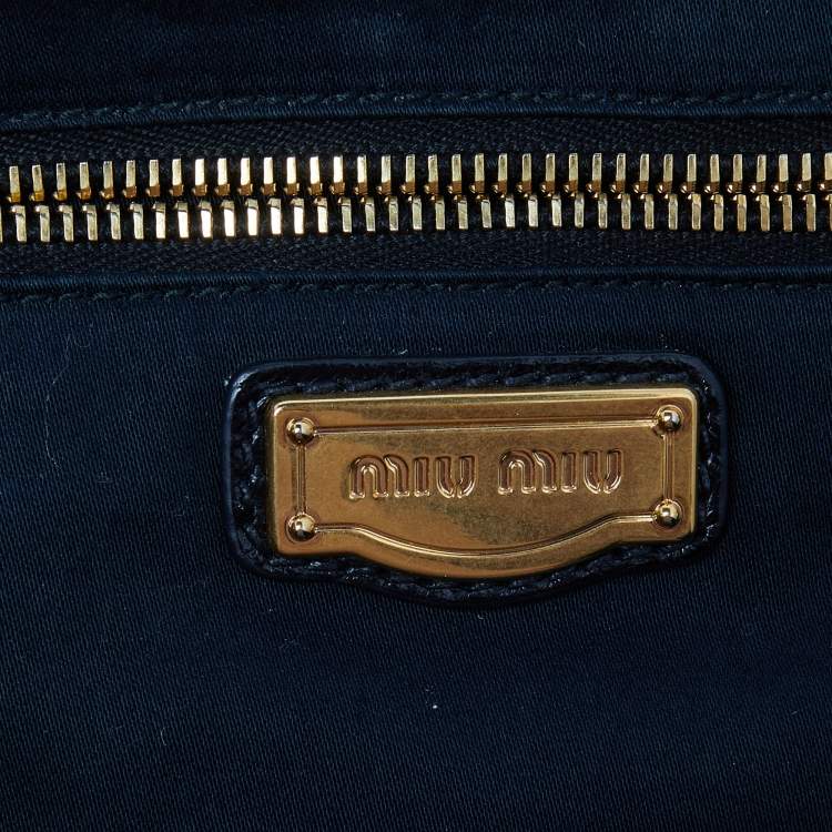 Pre Owned Miu Miu Silver/Black Sequins and Leather Tote