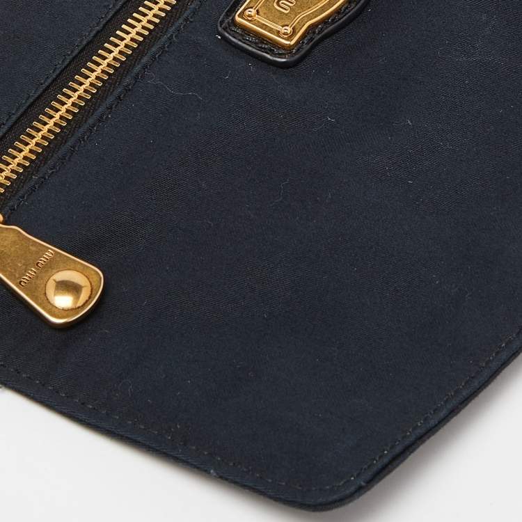 Pre Owned Miu Miu Silver/Black Sequins and Leather Tote