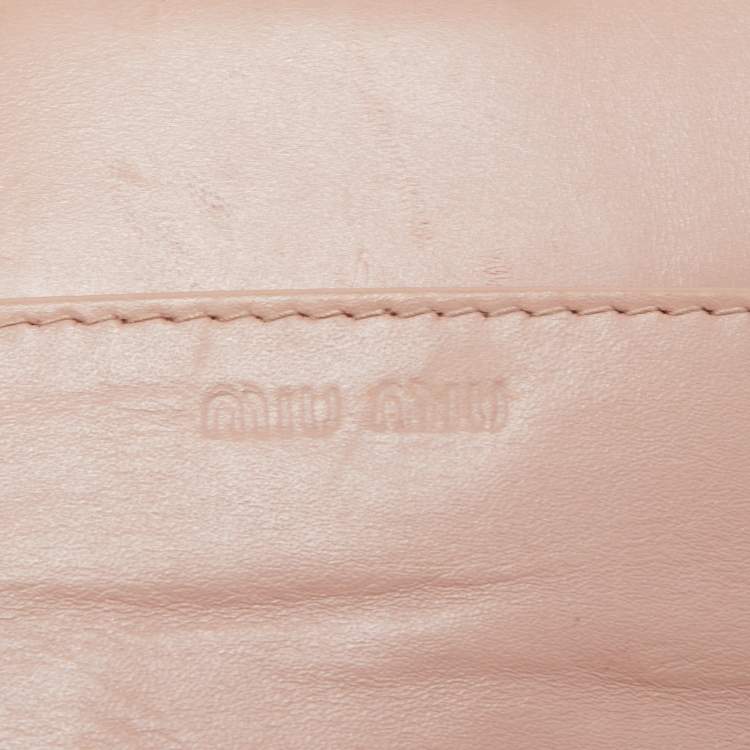 Pre Owned Miu Miu Beige Croc Embossed Leather Continental Wallet