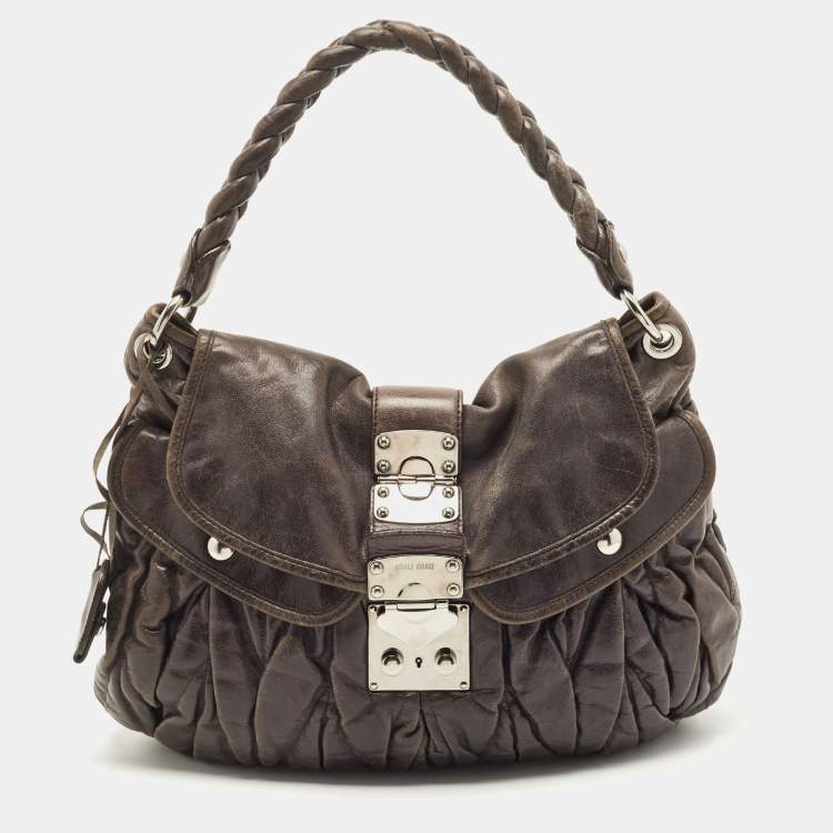 Miu Miu Black Coffer Matelasse Leather Hobo Miu Miu