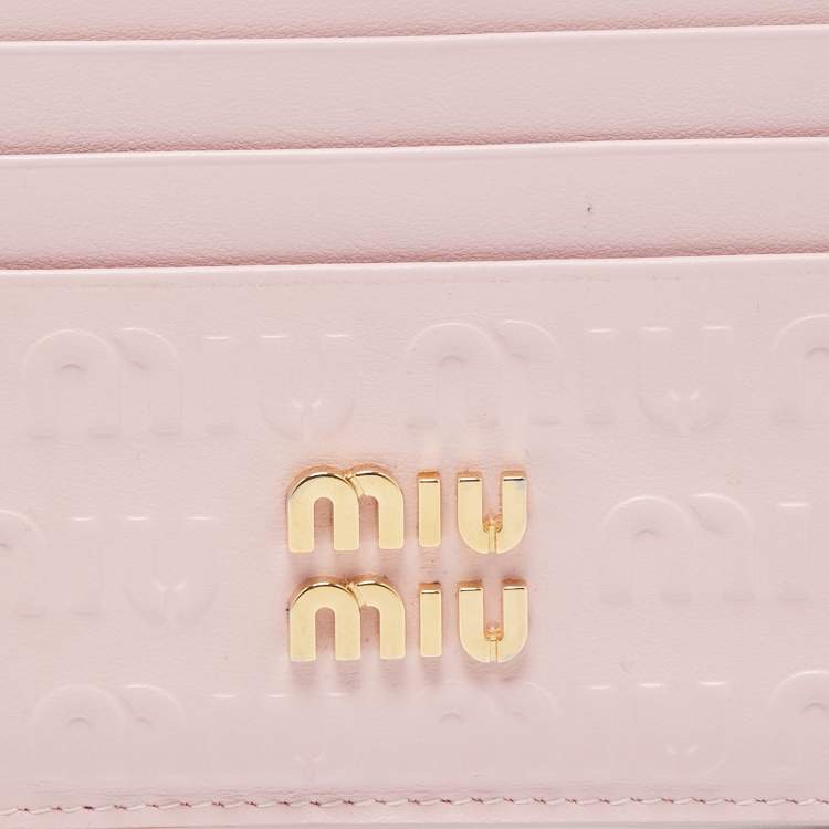 Pre Owned Miu Miu Pink Leather Card Holder